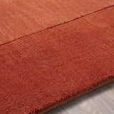 Bordered Solid Brick Red Wool Rug