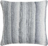 Stonel Light Gray and Off White Woven Stripe Cottage Farmhouse Recycled PET Outdoor Accent Pillow