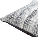 Stonel Light Gray and Off White Woven Stripe Cottage Farmhouse Recycled PET Outdoor Accent Pillow