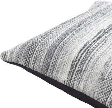 Stonel Light Gray and Off White Woven Stripe Cottage Farmhouse Recycled PET Outdoor Accent Pillow