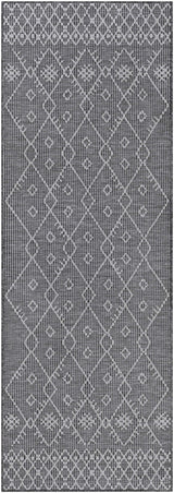 Lorena Charcoal Flatweave Trellis Carpet - Clearance