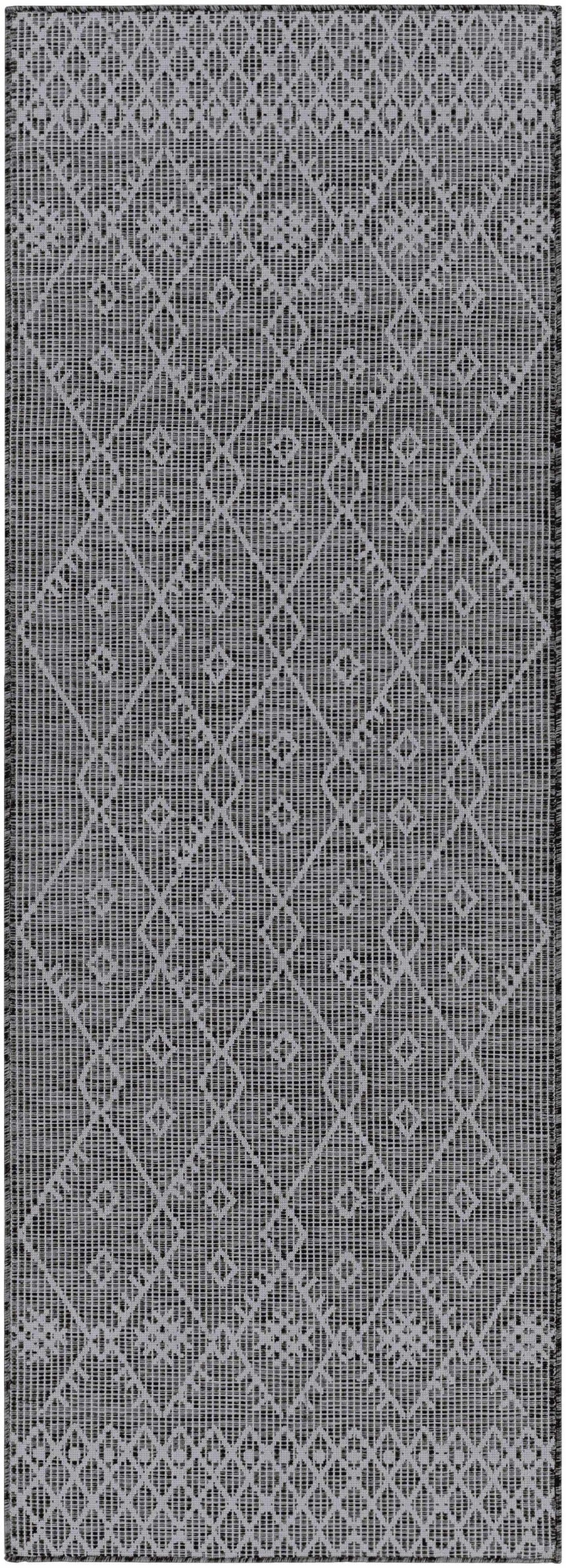 Lorena Charcoal Flatweave Trellis Carpet - Clearance