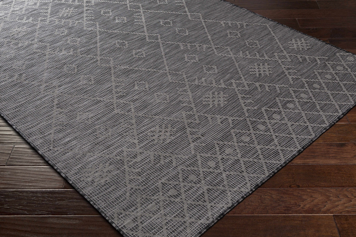 Lorena Charcoal Flatweave Trellis Carpet - Clearance