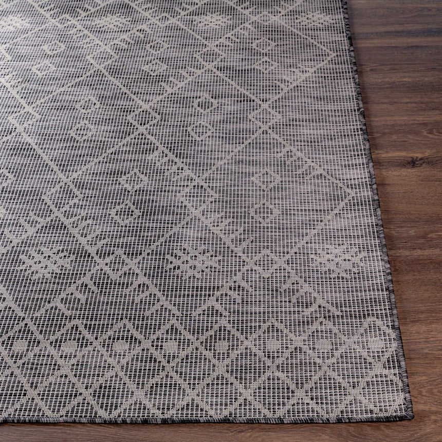 Lorena Charcoal Flatweave Trellis Carpet - Clearance