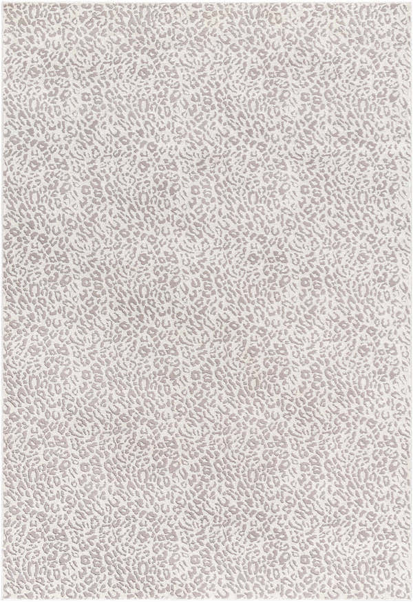 Close-up of the Lesa Area Rug, showcasing a subtle gray and light gray animal print pattern. Contemporary style. Design-Rectangle-5377