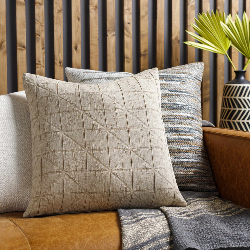 Lisa Beige Square Throw Pillow