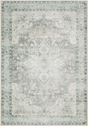 Lotan Green Medallion Washable Area Rug