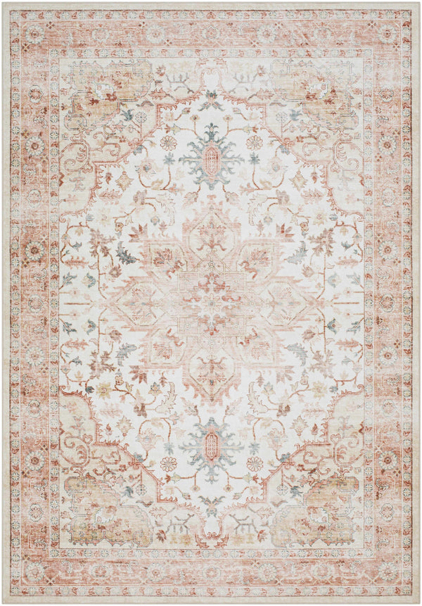 Lotan Pink Medallion Washable Area Rug