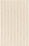Close-up of the hand woven Luck Area Rug, featuring a gray geometric pattern on a wheat colored wool background. Design-Rectangle-58