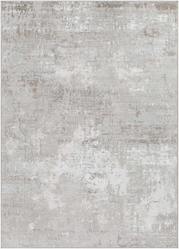 Close-up of the Lumbia Distressed Embossed Area Rug, showcasing its light gray, beige, and white abstract pattern and subtle texture. Design-Rectangle-537