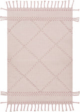 Lupton Pink Trellis Wool Rug with tassels - Clearance