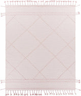 Lupton Pink Trellis Wool Rug with tassels - Clearance