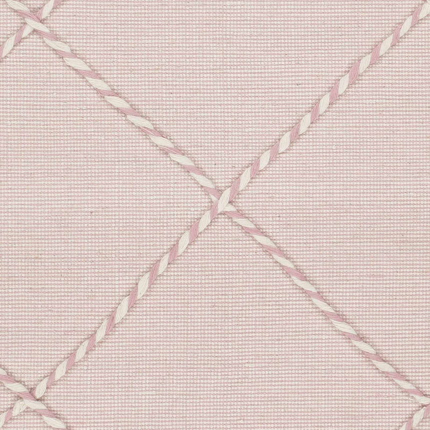 Lupton Pink Trellis Wool Rug with tassels - Clearance