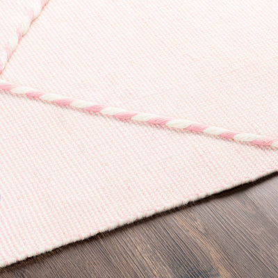 Lupton Pink Trellis Wool Rug with tassels - Clearance