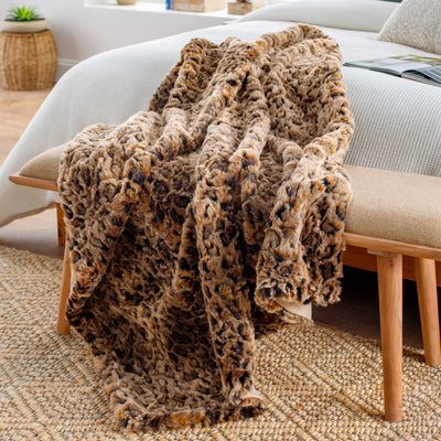 Leopard Fleece Throw Blanket 50" x 60"- Clearance