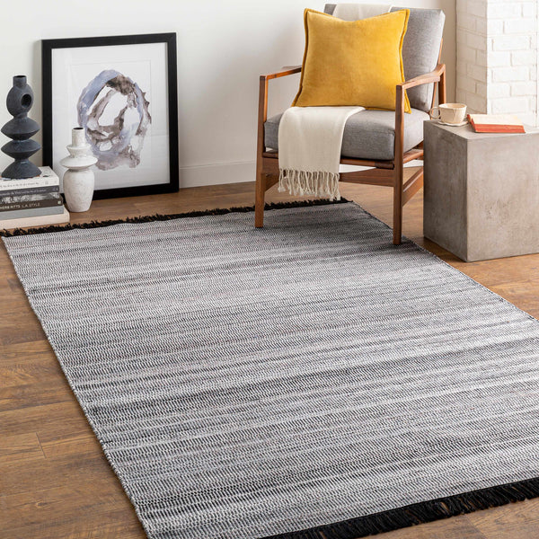 Ocampo Gray Flatweave Area Rug with tassels - Clearance