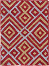 Close-up of the hand-hooked Loyalhanna Area Rug. Contemporary diamond pattern in gray, rust, and medium brown hues. Design-Rectangle