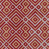 Close-up of the Loyalhanna Area Rug showing its hand-hooked texture and contemporary geometric pattern in gray, rust, and brown. Swatch