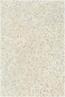 Close-up of the hand-tufted Lysander Area Rug. Light beige wool with blue and brown contemporary pattern. Design-Rectangle-576