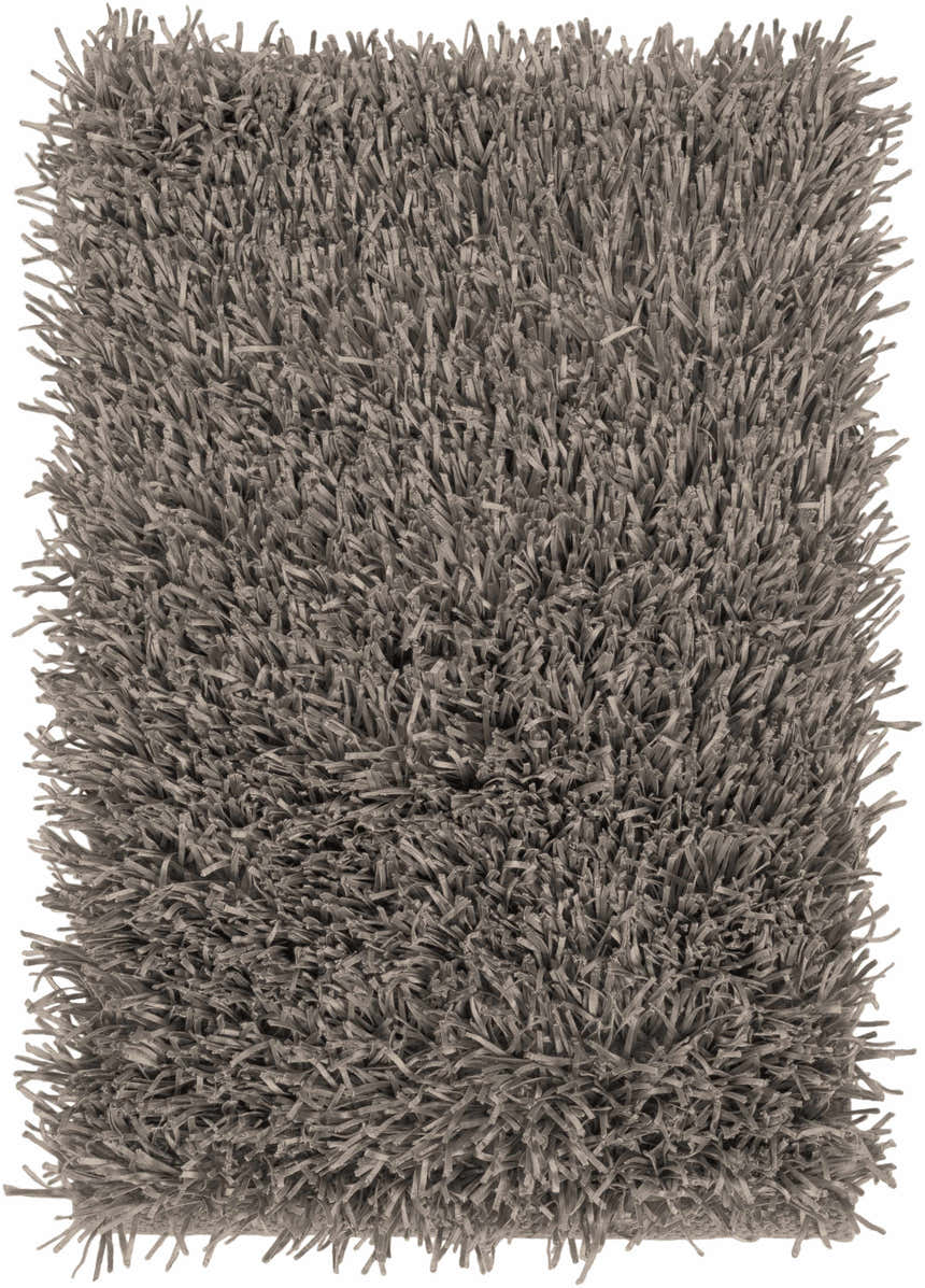 Close-up of the charcoal Morris Area Rug. Hand-woven polyester rug with a textured, shaggy pile. Design-Rectangle-23