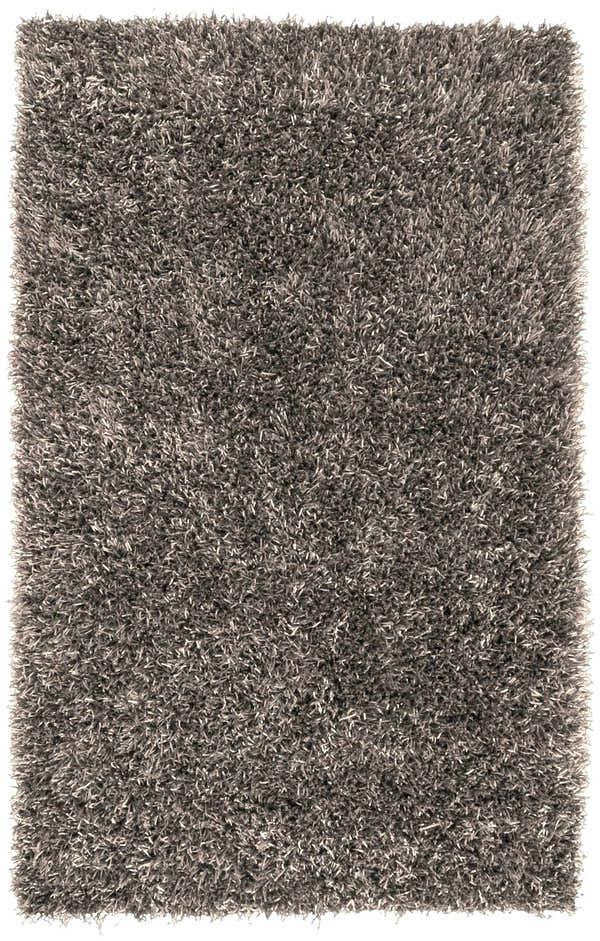 Close-up of the hand woven Morris Area Rug - Clearance. Charcoal color, 100% Polyester with a shag texture. Design-Rectangle-58