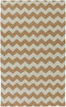 Close-up of the Mabscott Area Rug. Brown and sage wool rug with a hand-woven chevron pattern. Design-Rectangle-58