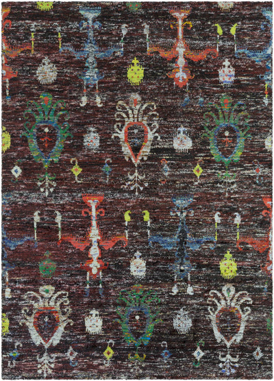 Macy 5x8 Handmade Black Silk Carpet - Clearance