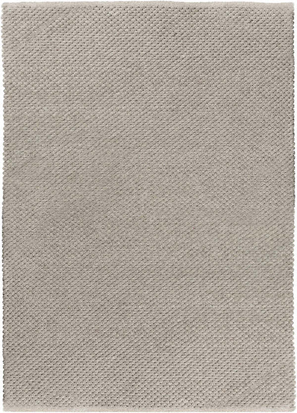 Close-up of the hand-woven Maddox Clearance Rug. Light gray and slate polypropylene rug with a subtle textured pattern. Design-Rectangle-576