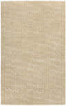 Close-up of the hand-knotted Madeley Wool Carpet Area Rug in ivory and tan with a geometric pattern. Design-Rectangle