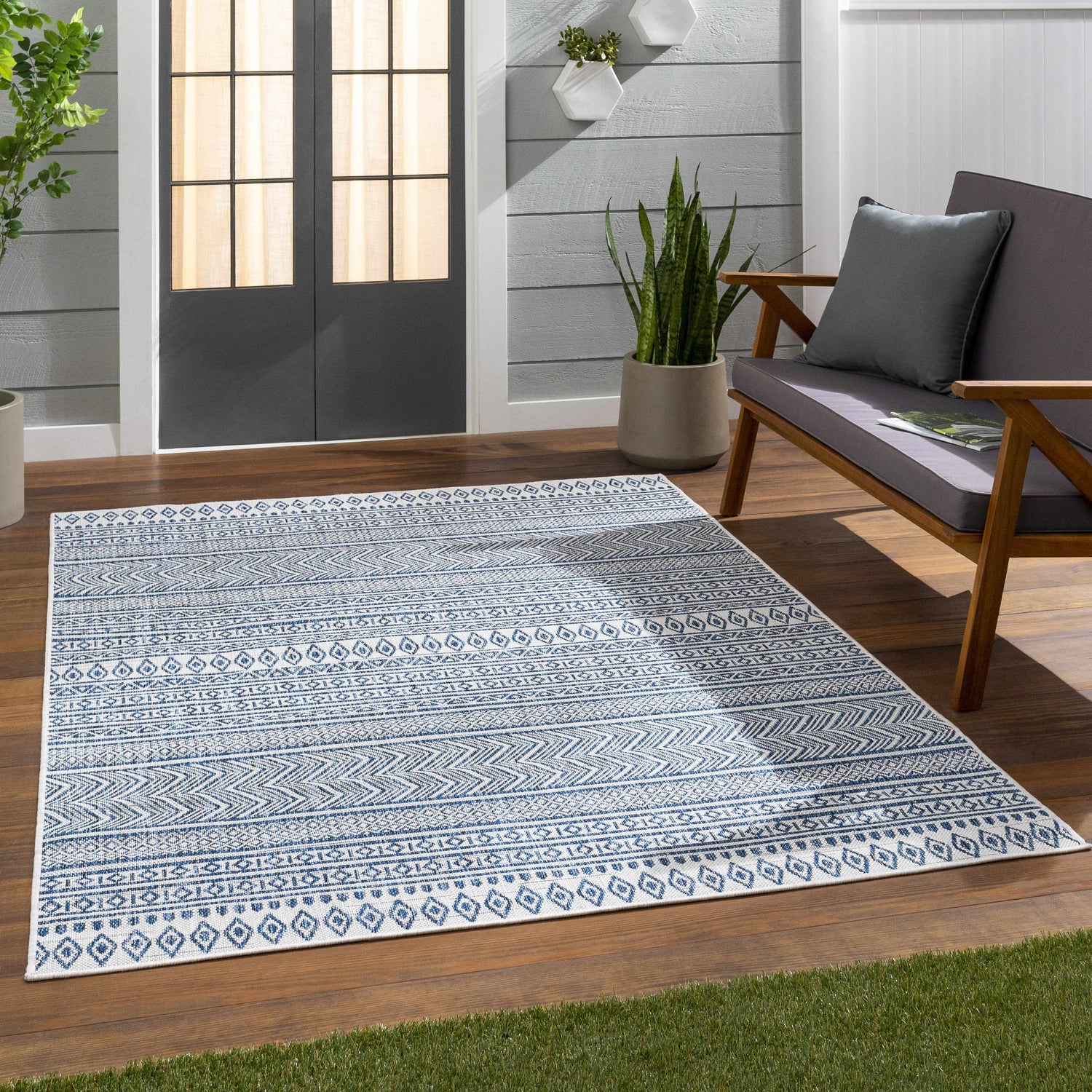 Madras Light Blue Green All Over Performance Area Rug