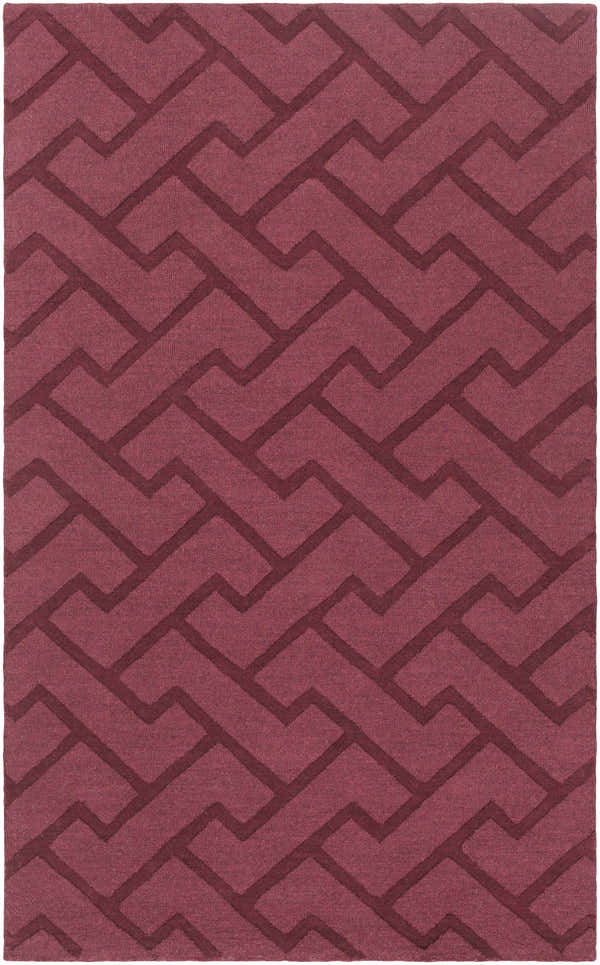 Plum Magness Area Rug close-up. Hand-loomed wool rug with a contemporary geometric pattern. Design-Rectangle-58