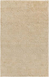 Close-up of the Manchester Clearance Jute Rug showing its beige color and geometric pattern. Natural fiber texture. Design-Rectangle-58