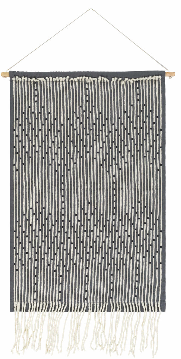 Mansura Gray and White Patterned Wall Hanging