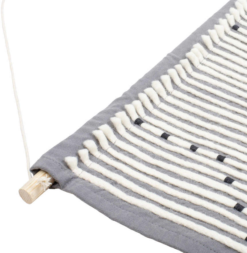 Mansura Gray and White Patterned Wall Hanging