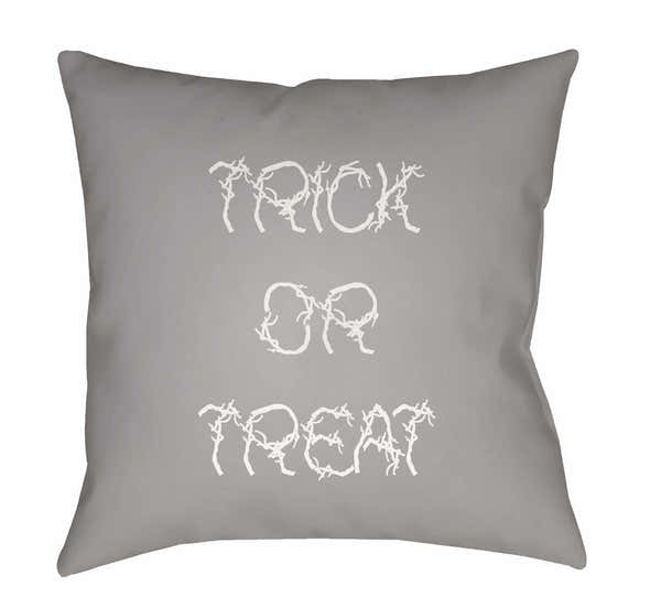 Halloween Trick or Treat Gray Outdoor Pillow