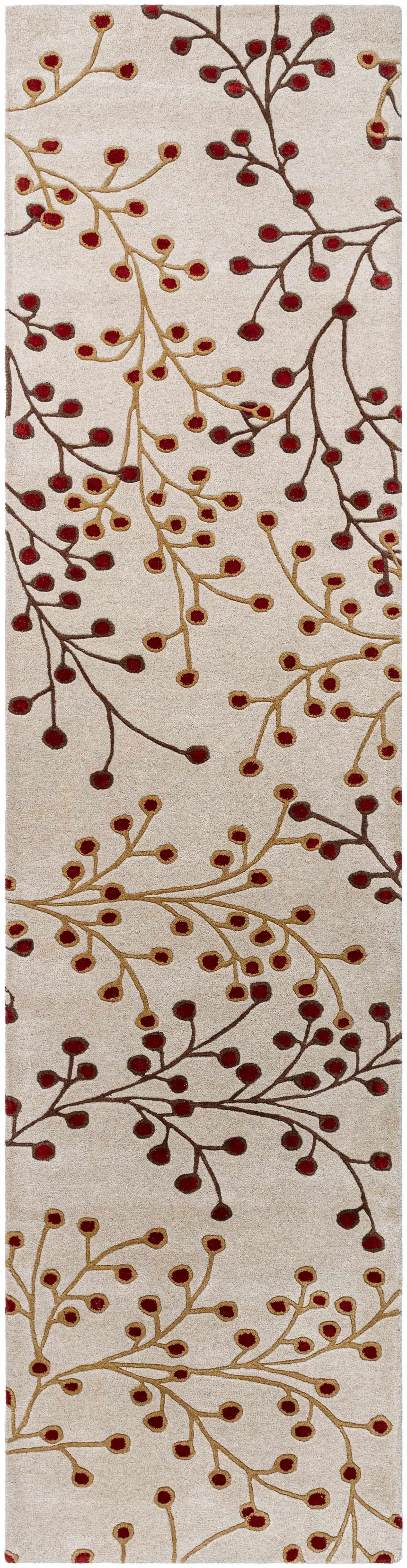Elsu Beige & Burgundy Hand Woven Wool Area Rug