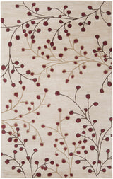 Elsu Beige & Burgundy Hand Woven Wool Area Rug