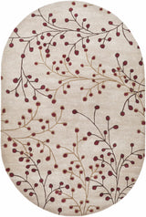 Elsu Beige & Burgundy Hand Woven Wool Area Rug