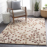 Elsu Beige & Burgundy Hand Woven Wool Area Rug