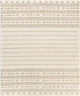 Close-up of the hand woven Matawan Premium Wool Rug in cream and taupe with a contemporary striped pattern. Design-Rectangle-810