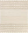 Close-up of the hand woven Matawan Premium Wool Rug in cream and taupe with a contemporary striped pattern. Design-Rectangle-810