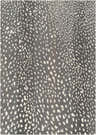 Close-up of the Athena Gray Giraffe Print Wool Rug. Cream spots on a gray, hand-tufted wool rug. Animal print rug. Design-Rectangle-58