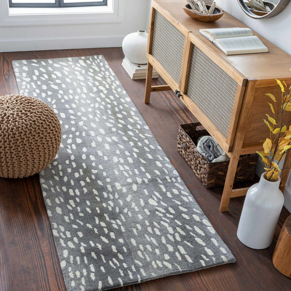 Athena Gray Giraffe Print Wool Rug