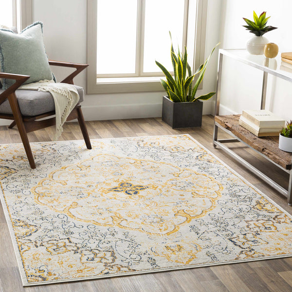 Mehoopany Yellow Medallion Area Rug