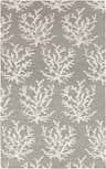 Close up of the Merchantville Area Rug featuring an ivory coral pattern on a light gray wool background. Design-Rectangle-58