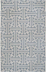 Close-up of the hand woven Metuchen Area Rug. Light beige and light blue geometric pattern. Design-Rectangle-58