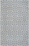 Close-up of the hand woven Metuchen Area Rug. Light beige and light blue geometric pattern. Design-Rectangle-58