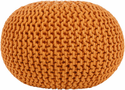 Morimondo Orange Knitted Cotton Pouf