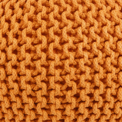 Morimondo Orange Knitted Cotton Pouf