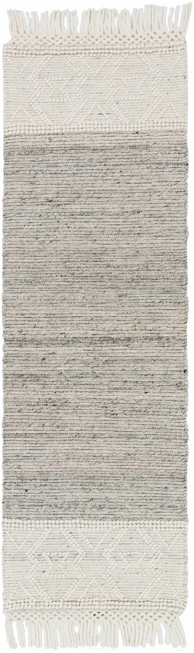 Cream Magnaga Wool Blend Braided Tassel Area Rug - Clearance